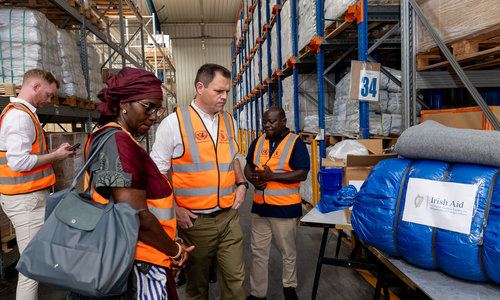 Minister Richmond at warehouse