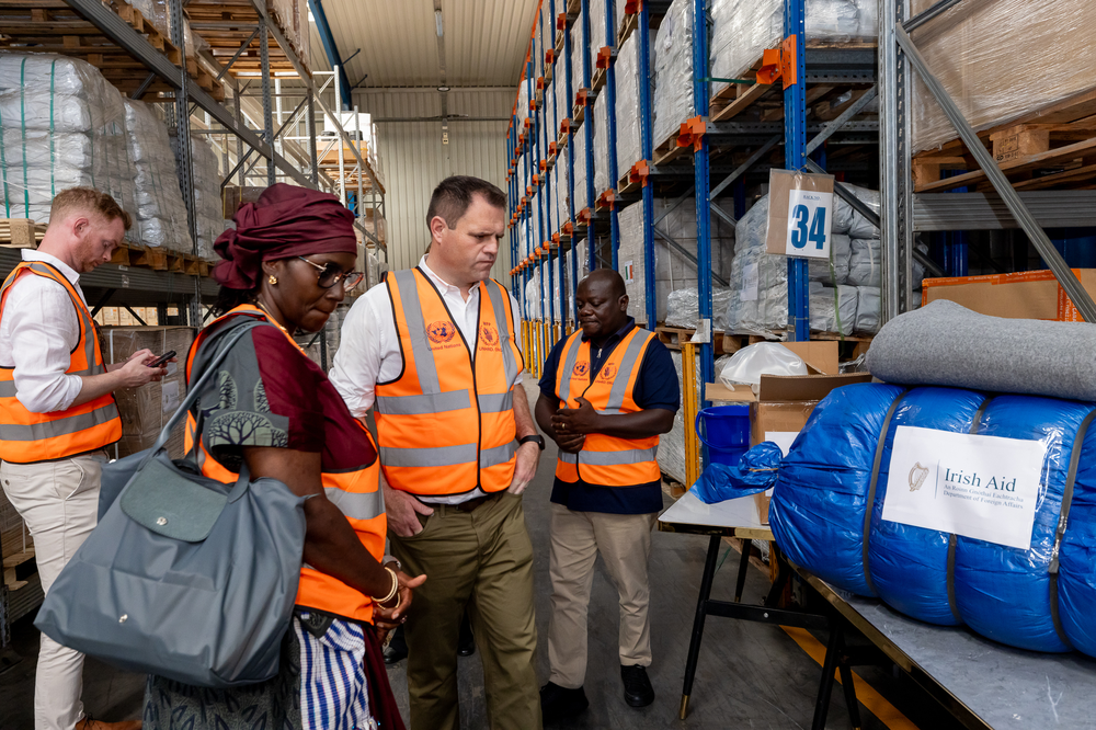 Minister Richmond at warehouse