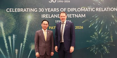 MoS McConalogue and Minister of Education and Training Hoang Minh Son at Hanoi SPD reception 19 March 2026