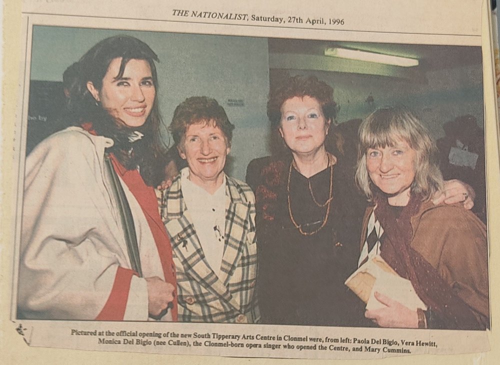A news article image of Monica Cullen del Bigio with three women