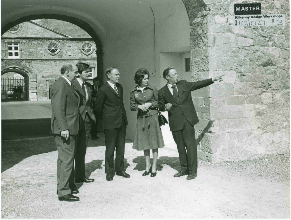 Group photo standing in Kilkenny Design Yard in the 1960s