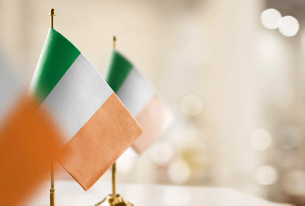 Mini Irish flags on table