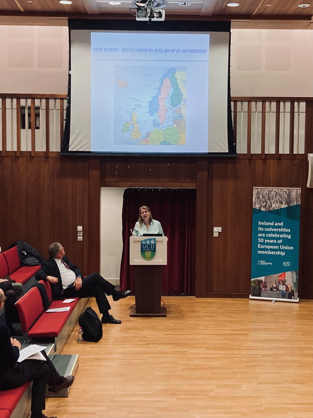 Norwegian Ambassador Mari Skäre speaking at a podium.
