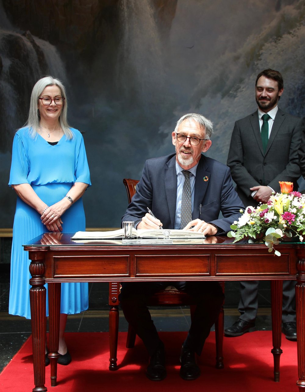 Ambassador Fitzpatrick, accompanied by his wife Niamh and Second Secretary Sam Dowzard at the presentation of credentials at State house in Namibia