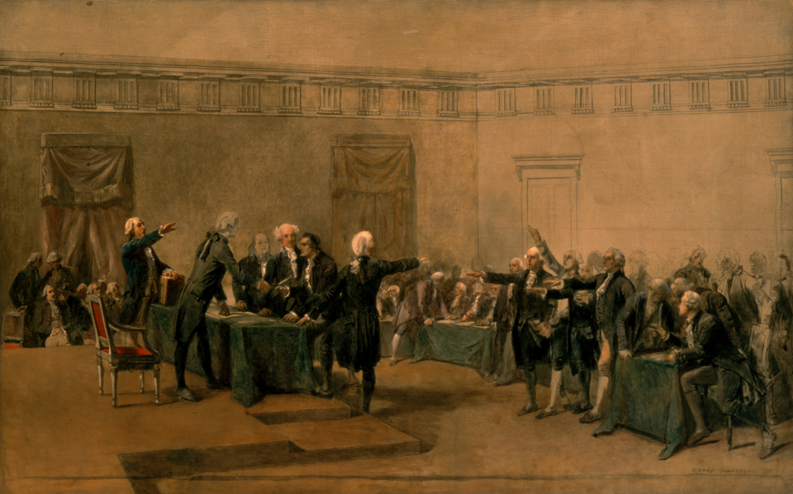 Painting of the signing of the USA Declaration of Independence