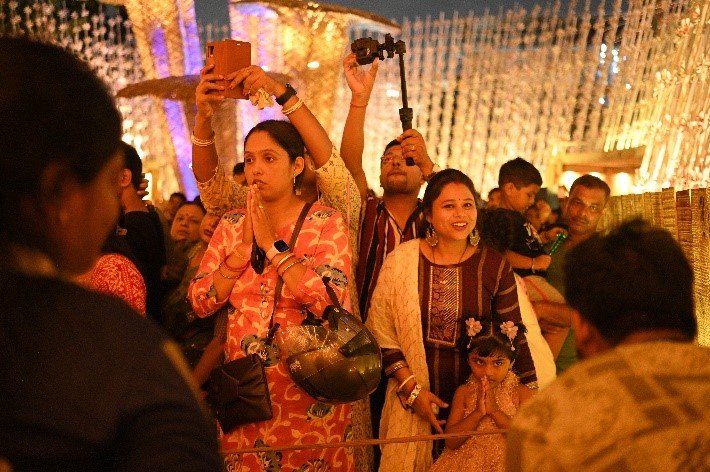 People celebrating Durga Puja