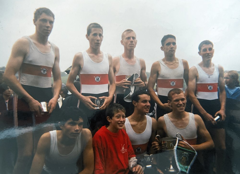 Skibbereen Junior 8+ team photo after winning the Irish Champs, 1997