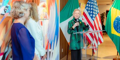 Mary Robinson speaking at Irish Embassy Brasilia