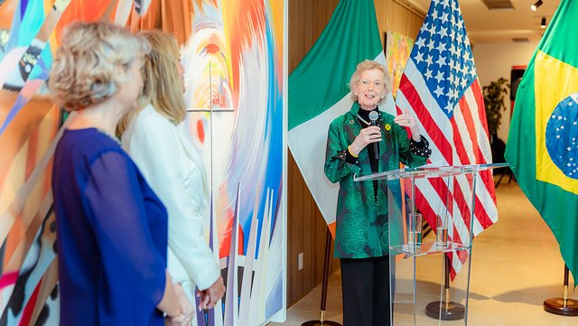 Mary Robinson speaking at Irish Embassy Brasilia