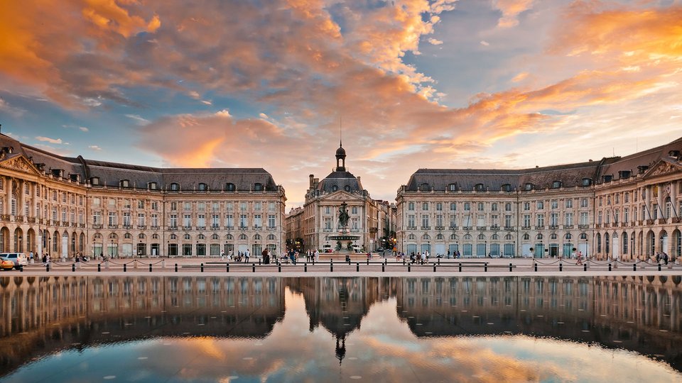 View of Place de la Bourse in Bordeaux, France
