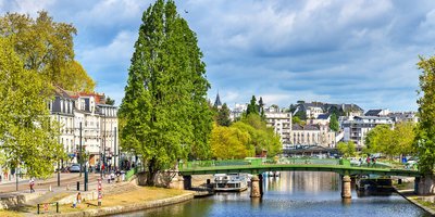 View of the Erdre River in Nantes, France