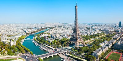 View of the Eiffel Tower in Paris, France