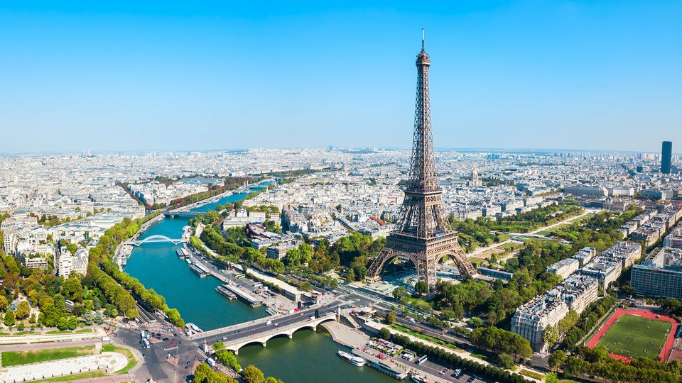 View of the Eiffel Tower in Paris, France