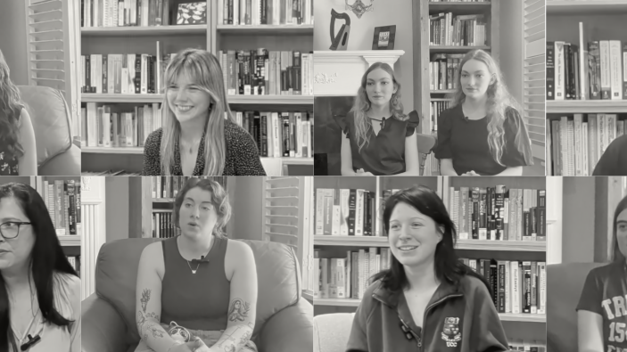 A collage of photos of Texas university students studying Irish literature