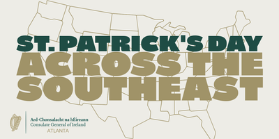fi green and gold shamrocks on a beige background
