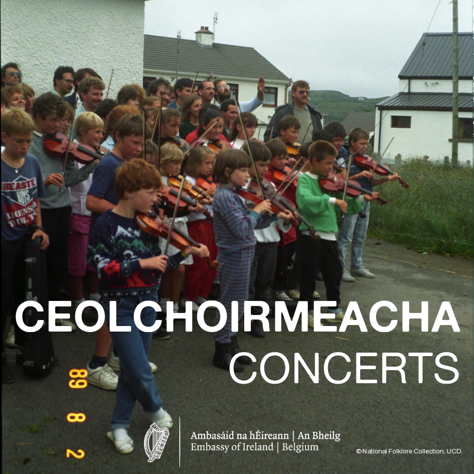 Photo from the National Folklore Collection UCD of fiddle players in Ireland