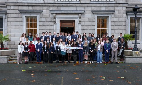 Seanad na nÓg on the steps of Leinster House