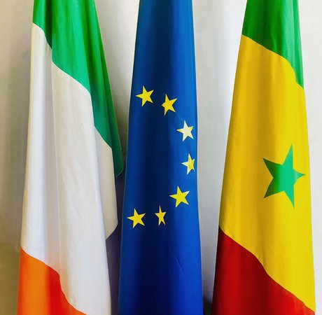 Irish, EU and Senegal flags