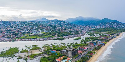 View of the coastline of Sierra Leone.