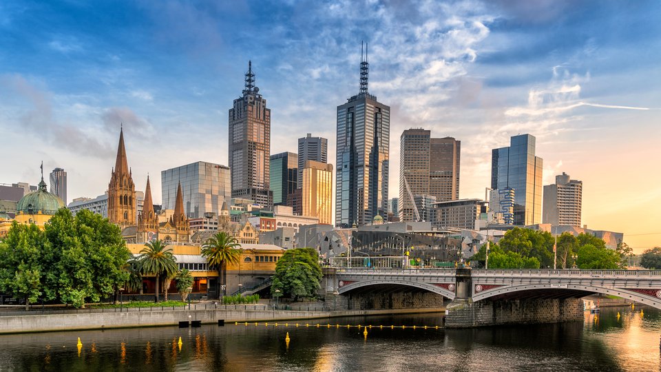 Skyline view of Melbourne's central business district