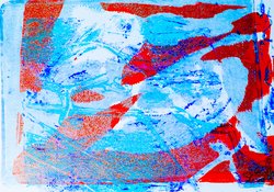 Red and blue abstract artwork