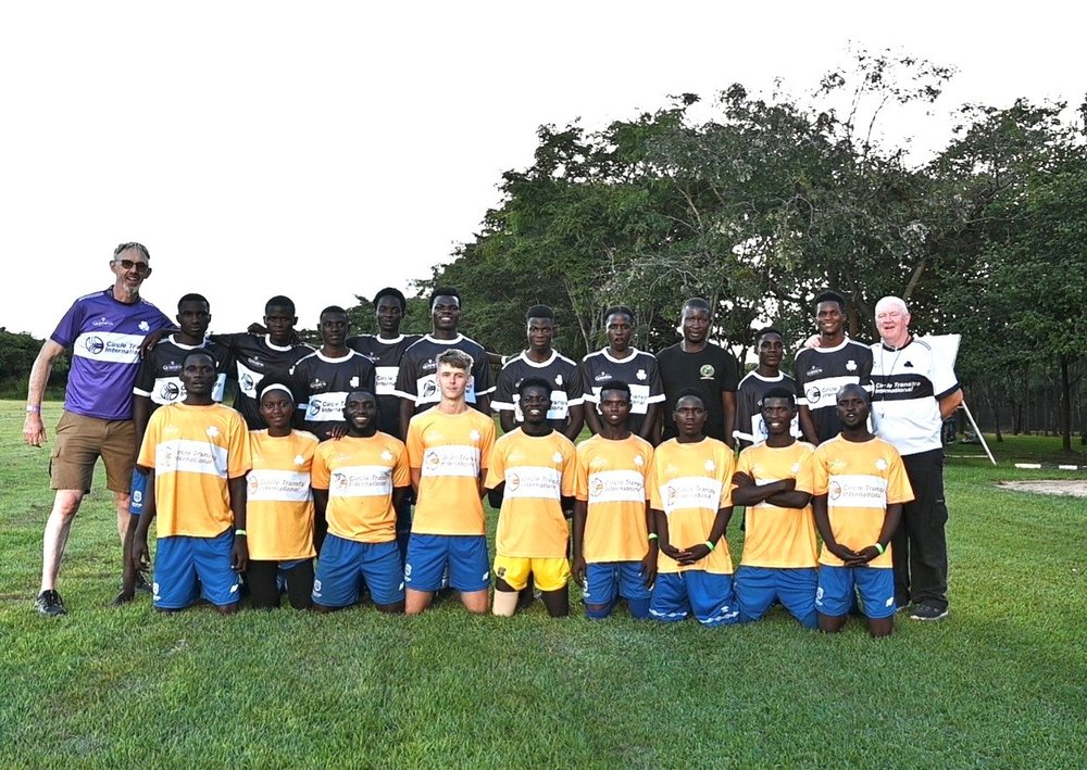 Ambassador Fitzpatrick with the winners of the GAA (Irish football) tournament the Sables Shamrocks’ from Kabwe, Central Province