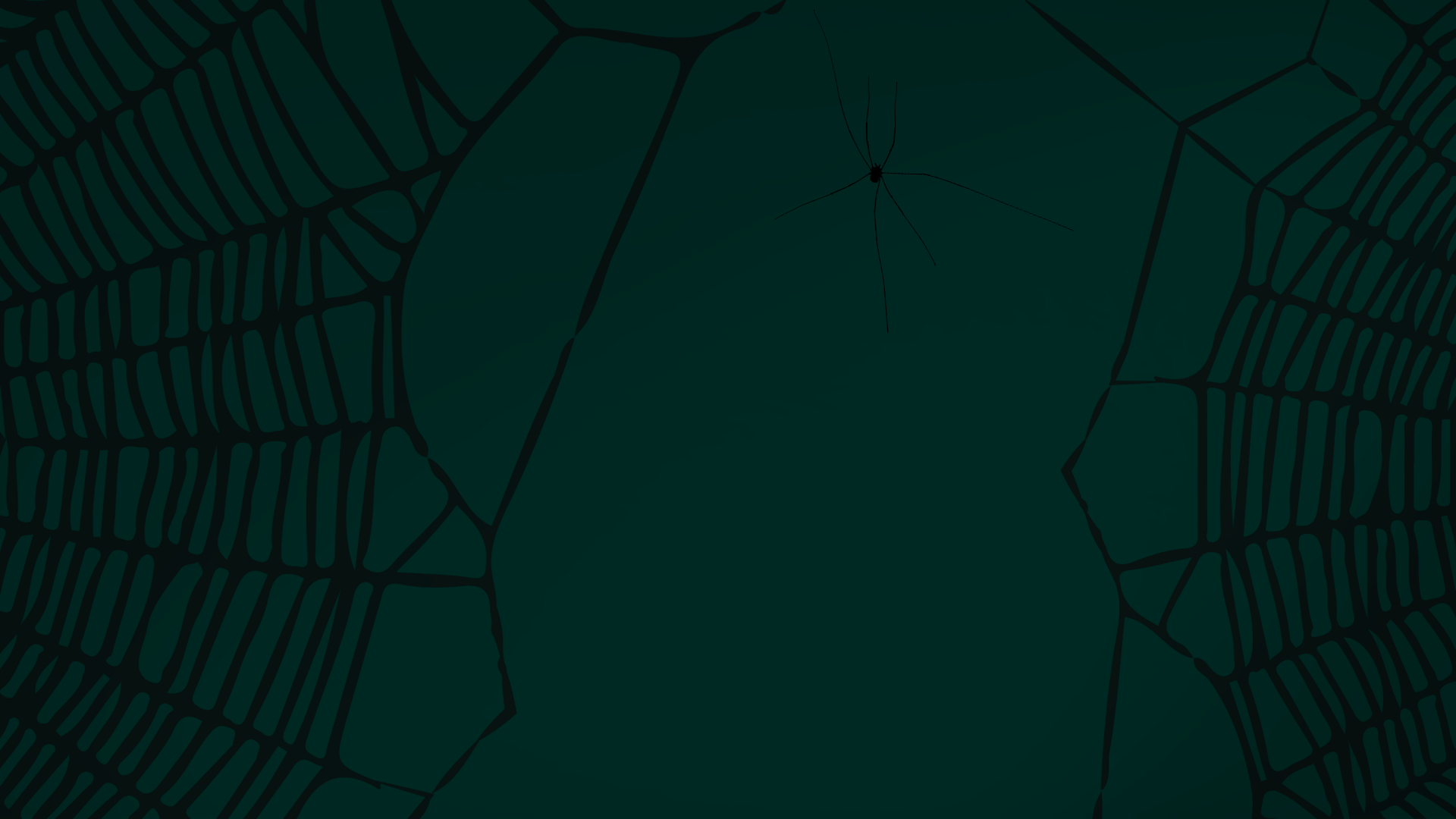 Spider web graphic with a spider holding onto its web