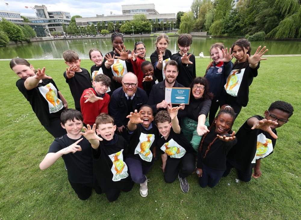 Class from winning school at the Our World Awards 2026