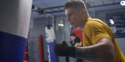 Man training with a punching bag