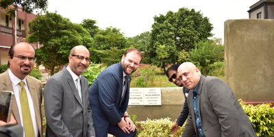 Deputy Ambassador Mr. Declan Johnston planting at tree at the Rawalpindi Medical University, Rawalpindi, Pakistan
