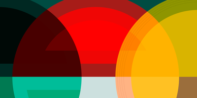 A circular pattern blending the colours of the German flag and the Irish flag.