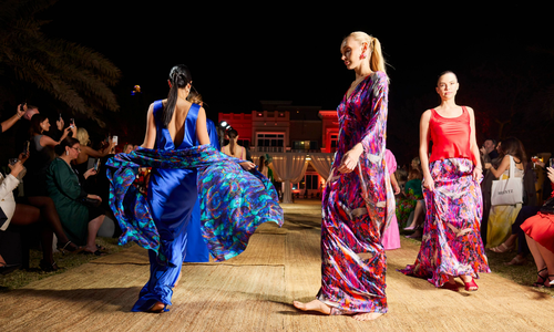 Models walking on a runway