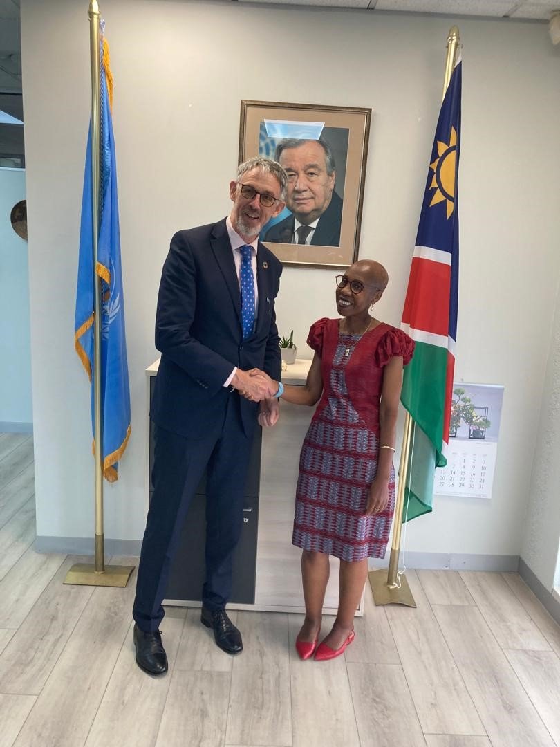 Amb. Fitzpatrick with the UN Resident Coordinator in Namibia, Hopolong Phororo