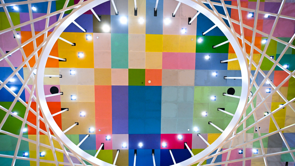 ceiling of meeting room multi coloured