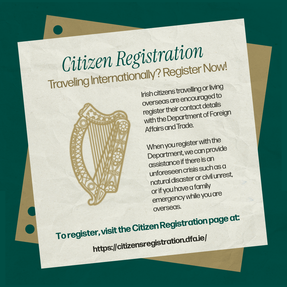 Before you travel, register with the Department of Foreign Affairs and Trade through the Citizen Registration.
