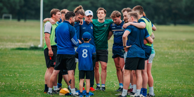 Team huddle on the pitch