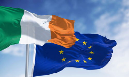 Ireland and EU flags