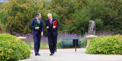 Tanaiste Simon Harris and Secretary of State for Northern Ireland Hilary Benn