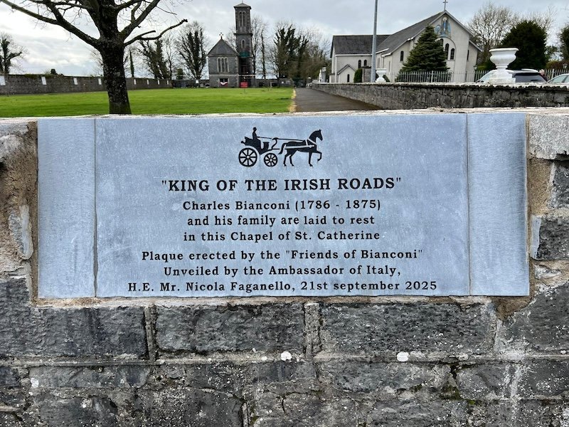 A wall dedication to Carlo Bianconi in Clonmel, County Tipperary