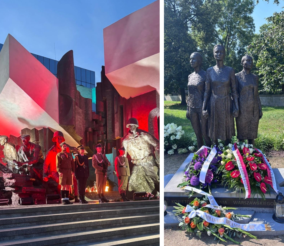 Collage of photos which includes a photo of Monument of the Warsaw Uprising, as well as a monument dedicated to the women of the Uprising