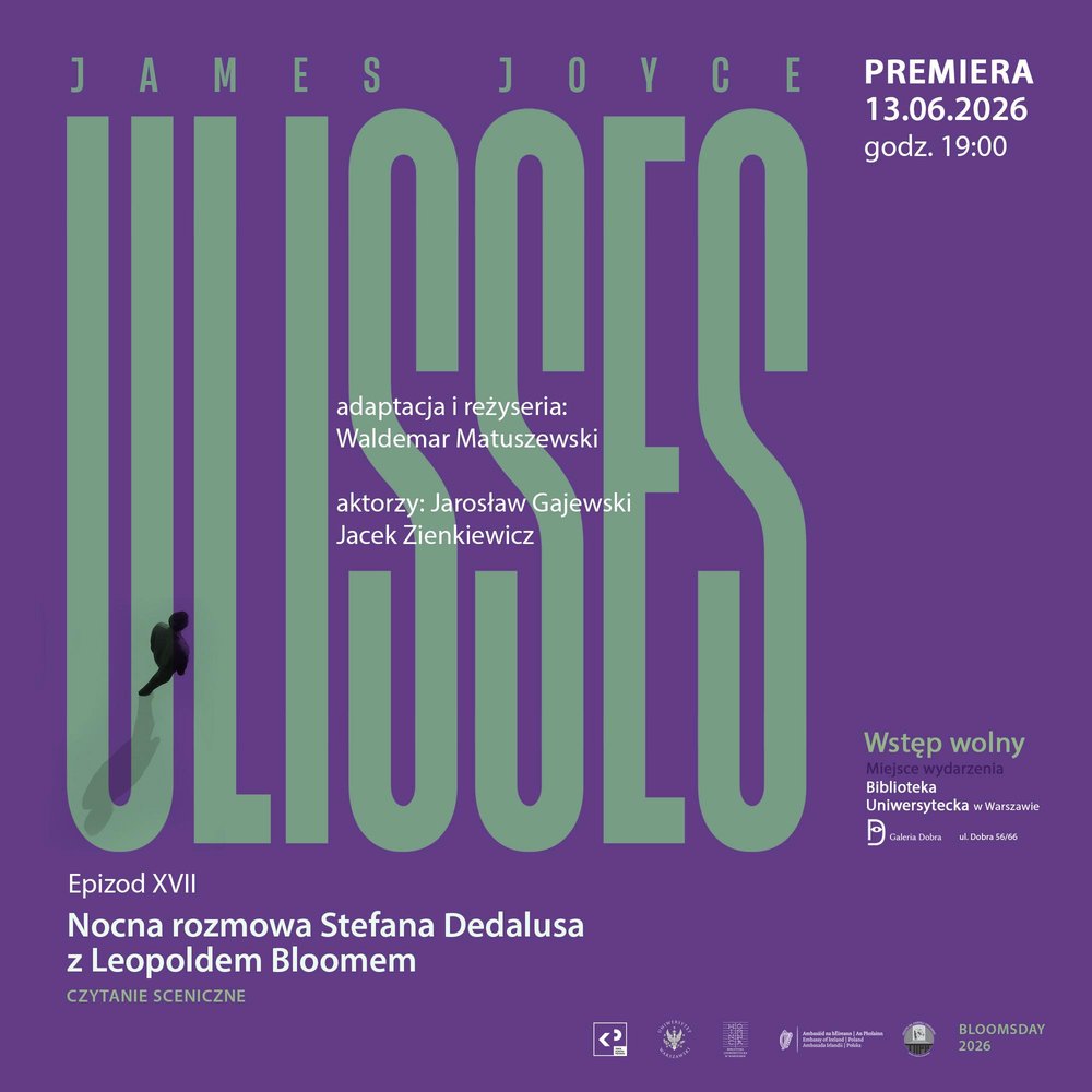 A graphic advertising a cultural event in Warsaw to mark Bloomsday 2026