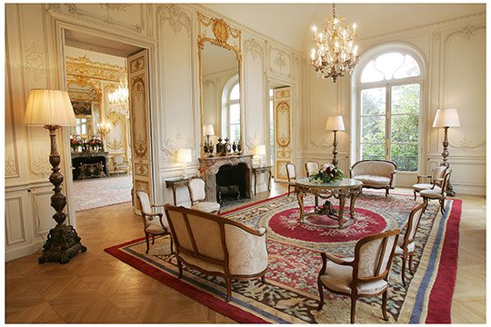 A view of the living room in the Embassy
