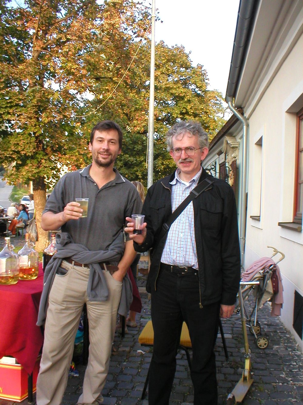 John Minahane with a friend at a wine festival