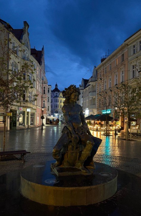 Baccus statue in a town of Zielona Gora, Poland