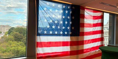 American flag with 38 stars replica of flag flown at Catalpa Rescue