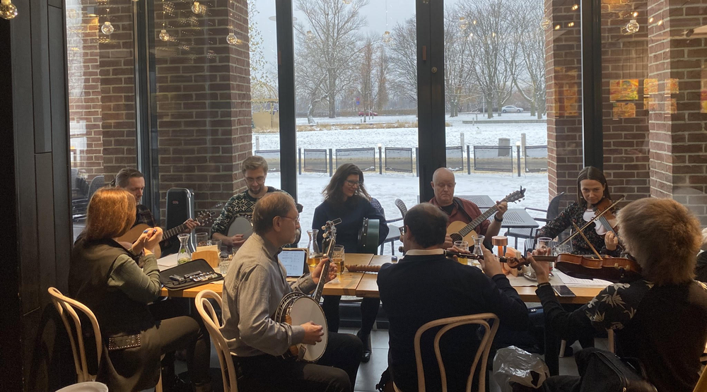 Traditional music being played at Ceili
