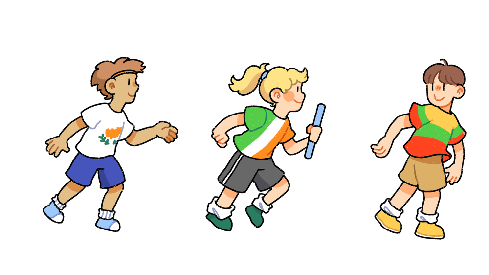 illustration of children running with baton