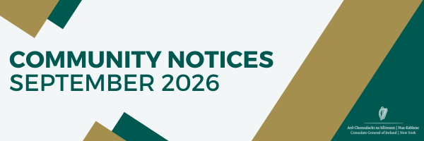 A simple banner that reads "Community Notes, September 2026." With Green and Gold triangles in the background.