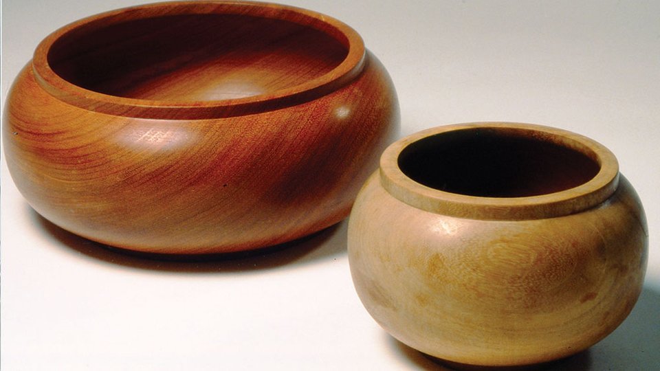 two wooden bowls