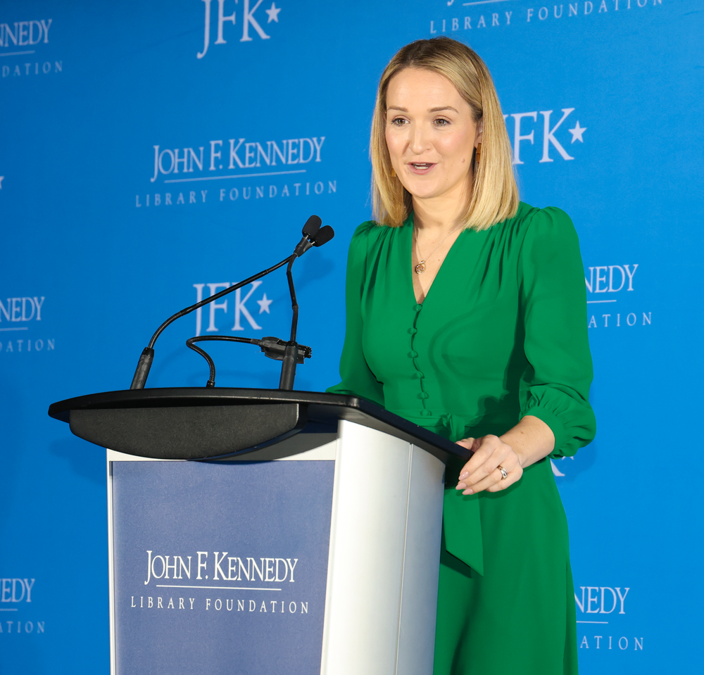 Helen McEntee speaking at a podium